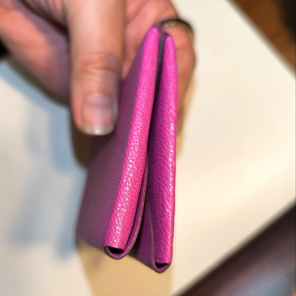 Hermes Calvi DUO Card Holder Pink Chevre Leather
